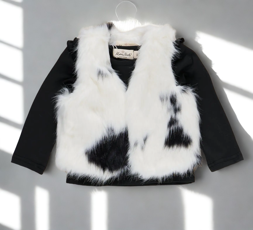 Black and White Girls Fur Vest